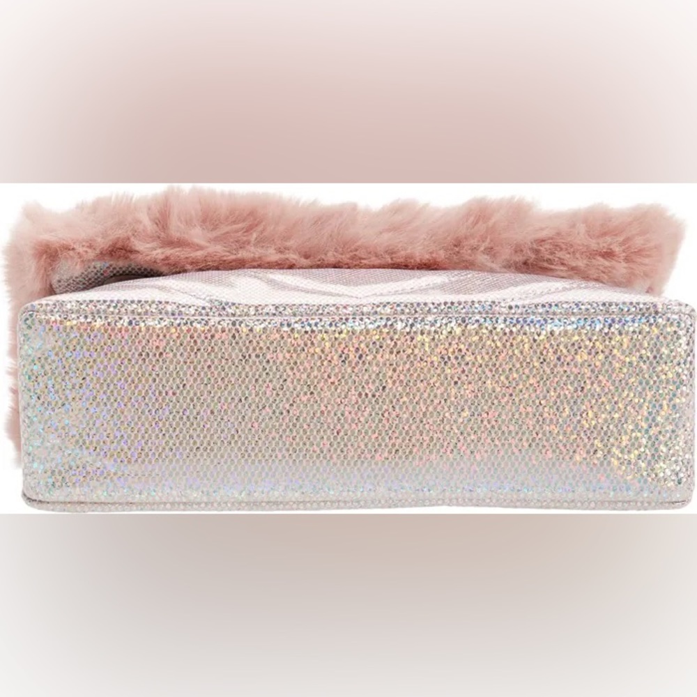 KURT GEIGER LONDON Mini Kensington Light Pink Faux Fur Crossbody Bag - Picture 11 of 11